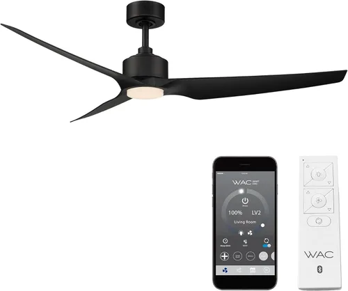 Vista 13 de WAC Smart Fans Stella - Ventilador de techo de 3 aspas para interiores y exteriores, 60 pulgadas, color blanco mate con control remoto, funciona