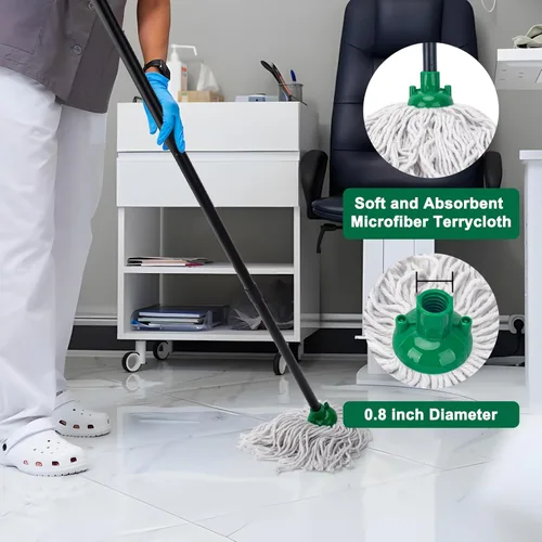 Vista 3 de KeFanta Trapeador para limpieza de suelos, 2 piezas de cabezal de repuesto de trapeadores húmedos de cuerda de algodón compatible con recambio