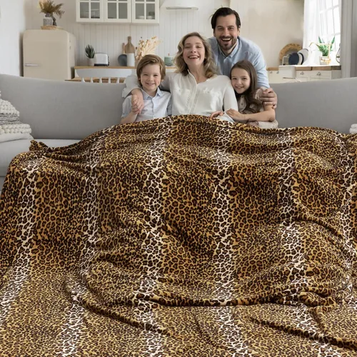 Vista 12 de Edenleaf - Manta con estampado de leopardo de forro polar, manta suave y acogedora para cama, sofá, viajes y camping, supersuave y mullida