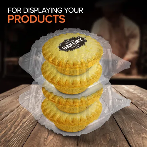 Vista 4 de Stock Your Home - Envase de plástico para llevar alimentos y postres, 25 unidades de 5 x 5 pulgadas, envases de plástico con bisagras, desechables