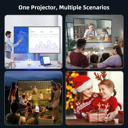 Vista 9 de Mini Projector, Portable Projector 4K & Full HD 1080P Support, 270° Rotation Outdoor Projector, Movie Projector Compatible with Smartphone, TV