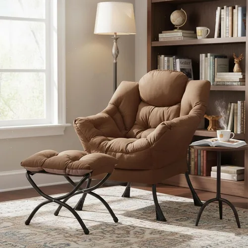 Vista 259 de Welnow Silla Lazy con otomana, moderna silla de descanso con reposabrazos y un bolsillo lateral, sillón para sofá de ocio, sillón de lectura