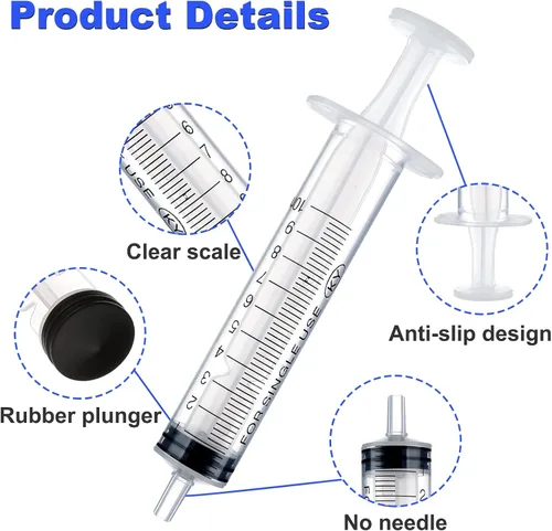 Vista 2 de Amabro 5 jeringas de plástico – 0.0 fl oz, 0.1 fl oz, 0.2 fl oz, 0.3 fl oz, 0.7 fl oz, jeringas de medición sin aguja, jeringas reutilizables