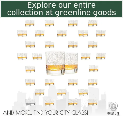 Vista 6 de Vasos tradicionales de whisky, diseño grabado de mapa de la ciudad (2 unidades), Atlanta