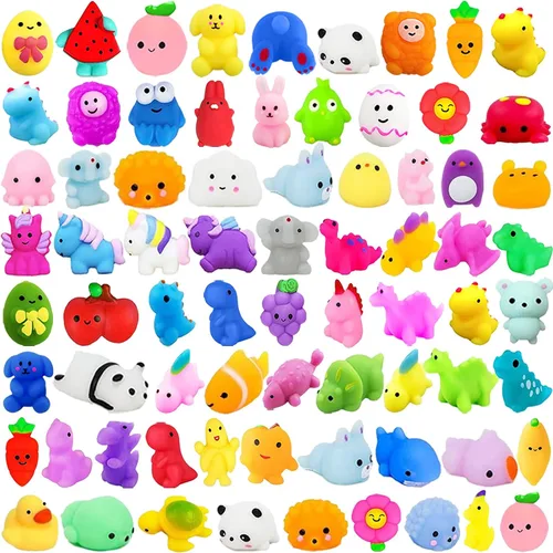 SUNPROUND 130 juguetes esponjosos Mochi, juguetes esponjosos Kawaii, mini juguetes para ansiedad a granel para niños, recuerdos de fiesta, premios