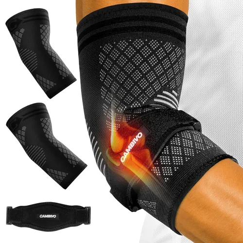 Vista 10 de CAMBIVO Paquete de 2 coderas de tenis para tendinitis y codo de tenis, codo de golfista, mangas de compresión de brazo para mujeres y hombres, manga