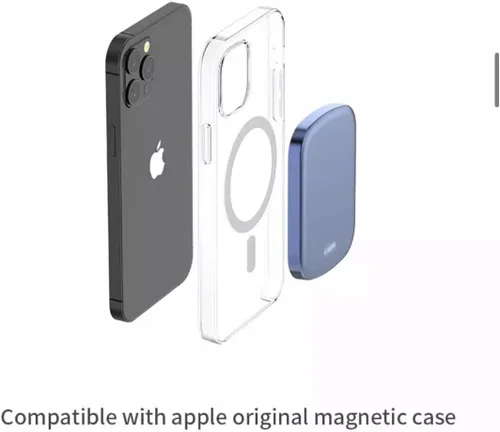 Vista 3 de Banco de energía portátil inalámbrico magnético, imán fuerte para iPhone 12/13/Mini/Pro/Pro Max (5000 mAh, verde)