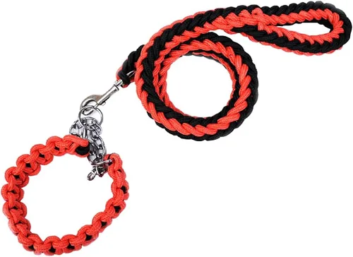 Vista 21 de Cuerda trenzada de nailon resistente, correa fuerte para perro de 4 pies y collar de entrenamiento para perros pequeños a grandes