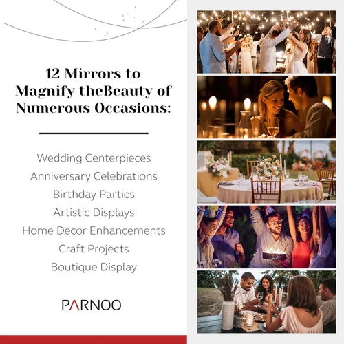 Vista 4 de PARNOO - Placa de espejo redonda de 8 pulgadas, juego de azulejos de espejo de placa de vidrio de 0.472-0.059 in de grosor con bordes lisos