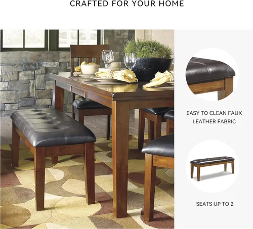 Vista 5 de Signature Design by Ashley - Banco tapizado con tufting Ralene para comedor, color marrón medio