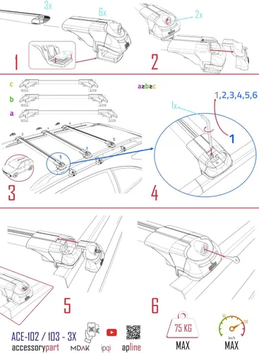 Vista 7 de Compatible con Nissan NP300 (D23) 2015-2021 ACE-1 Barra transversal de aluminio gris 3 barras