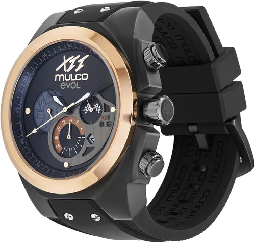 Vista 2 de MULCO Reloj para hombre Kripton de acero inoxidable con correa de silicona Movimiento cronógrafo de cuarzo Pantalla analógica premium, resistente al