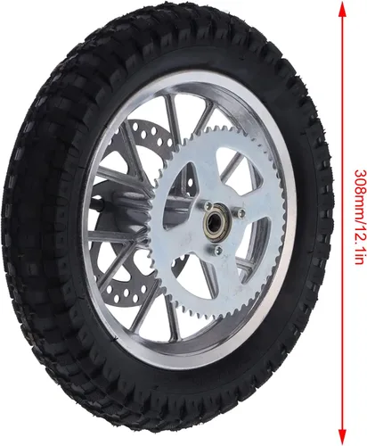 Vista 6 de Mini rueda trasera, neumático de llanta trasera de 12.5 x 2.75 pulgadas con conjunto de rodamiento de 0.472 in, rueda trasera para moto de cross