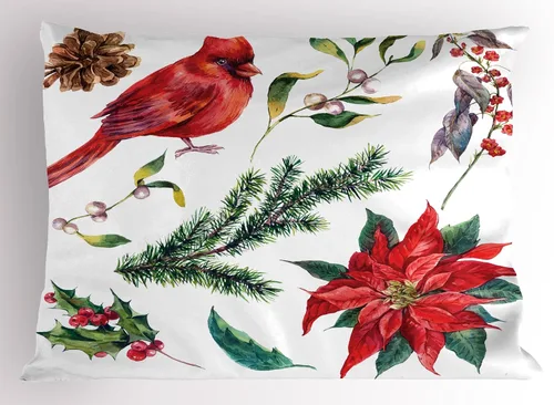 Vista 56 de Lunarable Juego de 2 fundas para almohada de otoño, tema vintage otoñal con estilo granja, ilustración de flores silvestres, artículo de cama