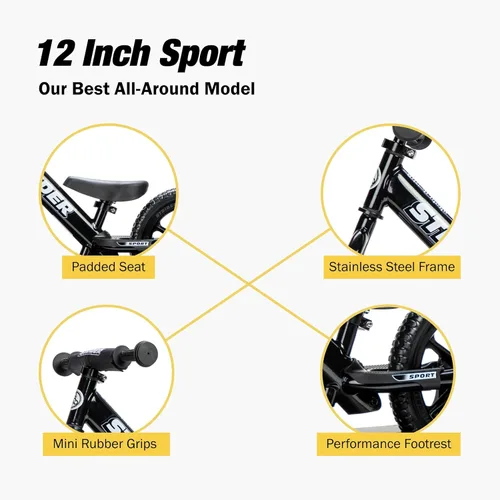 Vista 3 de Strider 12" – Ayuda a enseñar a los bebés cómo montar una bicicleta de equilibrio – para niños de 6 meses a 4 años – Montaje y ajustes fáciles