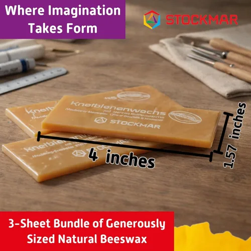 Vista 3 de STOCKMAR Paquete de cera de abejas modelado - 3 piezas de color natural - cera Waldorf