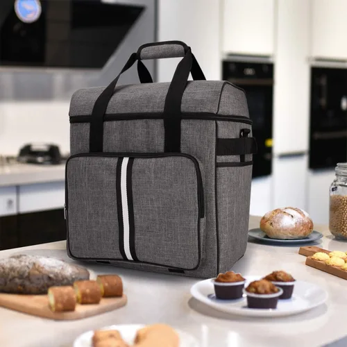 Vista 6 de BAGLHER Funda de mezclador de cocina resistente para batidoras de 4.5 a 5 cuartos de galón, funda de transporte 2 en 1 de hombro y mano con Gris