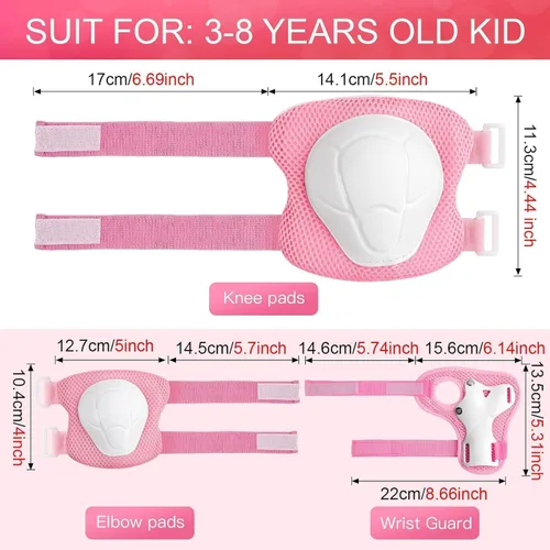 Vista 3 de Juego de casco de bicicleta para niños pequeños, casco de ciclismo ajustable con rodillas, coderas y muñequeras, equipo de protección deportiva