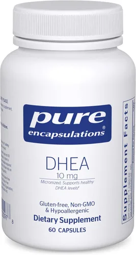 Pure Encapsulations DHEA 10 mg - Suplemento adrenal para apoyo inmune, metabolismo y equilibrio hormonal - con DHEA micronizada - 60 cápsulas
