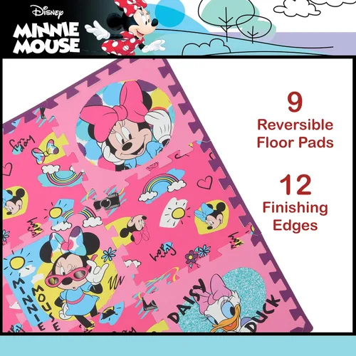 Vista 5 de Disney Minnie Mouse Daisy Duck - Tapete de espuma EVA entrelazado para verano, color rosa, 36 x 36 pulgadas