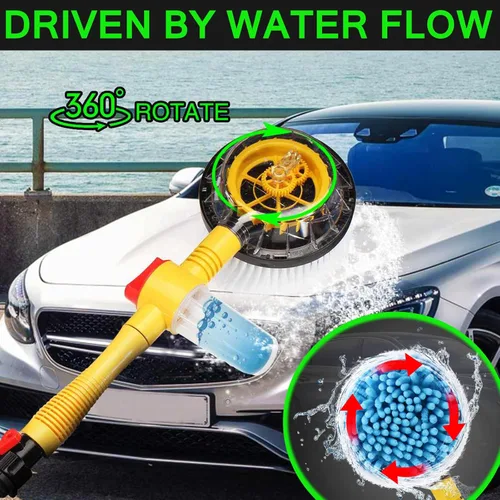 Vista 2 de Cepillo giratorio para lavado de autos, microfibra suave, con rotación automática y dispensador de jabón, cepillo de limpieza exterior