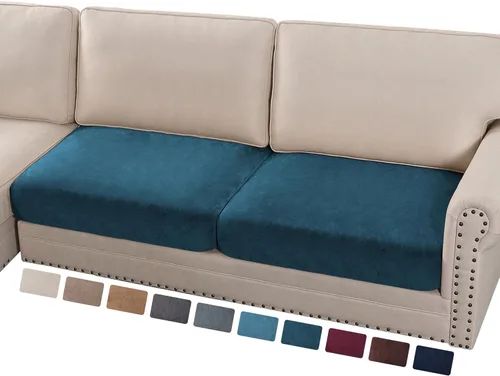 Vista 97 de PrinceDeco Fundas de cojín para sofá, funda elástica y lavable, funda de cojín ajustable de tela de terciopelo antideslizante, protector de muebles