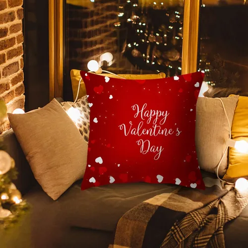 Vista 2 de Fundas de almohada para el día de San Valentín de 18 x 18 pulgadas, fundas de almohada para el día de San Valentín, funda de cojín con corazón