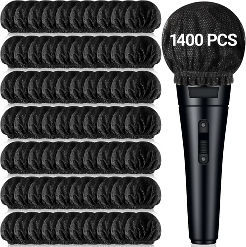 Vista 8 de Buryeah 600 fundas desechables para micrófono, no tejidas, parabrisas de micrófono de mano con banda elástica envuelta individualmente