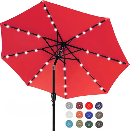Vista 50 de ABCCANOPY Sombrillas solares duraderas para patio con 32 luces LED de 7.5 pies (beige claro)