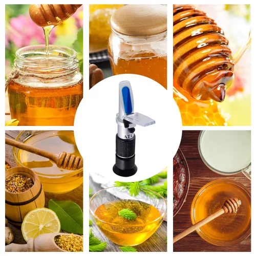 Vista 5 de Refractómetro de miel con ATC - Refractómetro Tiaoyeer para humedad de miel, Brix y Baume, probador de humedad de miel con rango de escala Brix