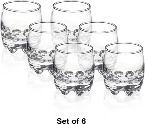 Vista 5 de Bormioli Rocco Galassia - Juego de 6 vasos de chupito para beber con elegante forma curva, funda pesada y pies entrelazados, vasos cortos