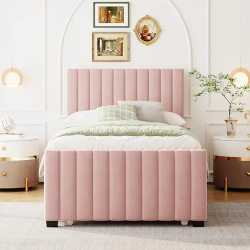Vista 36 de SOFTSEA Cama de plataforma tapizada tamaño Queen con cajón de almacenamiento, marco de cama tapizado con cabecera con respaldo de alas, soporte