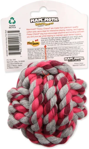 Vista 3 de Mammoth - Juguete para perros con cuerda de algodón y poliéster para perros pequeños, pequeño, 3.75 pulgadas, varios