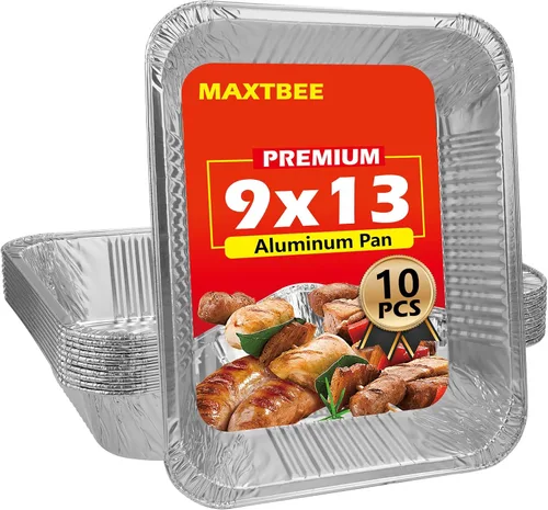Vista 11 de Bandejas de papel de aluminio de 9x13 con tapa, paquete de 20 bandejas desechables de tamaño mitad, recipientes de estaño resistentes y profundos