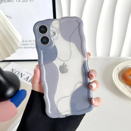 Vista 27 de DEFBSC Funda para iPhone 15 con bonito diseño ondulado, color negro