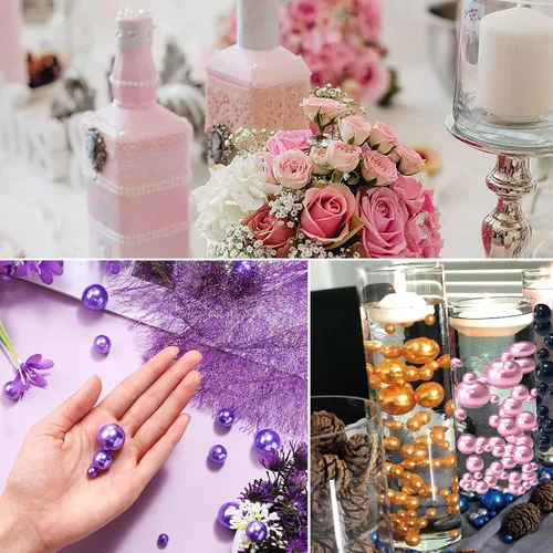 Vista 4 de 200 Piezas de Perlas Flotantes Sin Agujero para Jarrones y 2300 PIEZAS para Flotar, Perlas Flotantes para Centro de Mesa, Decoración del Hogar, Mesa