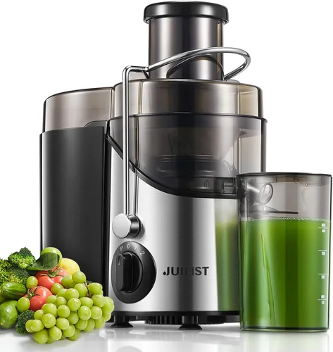 Vista 9 de Máquinas de exprimidor, Juilist Exprimidor de 75 mm de boca ancha con potencia máxima de 800 W, para verduras y frutas con ajuste de 3 velocidades