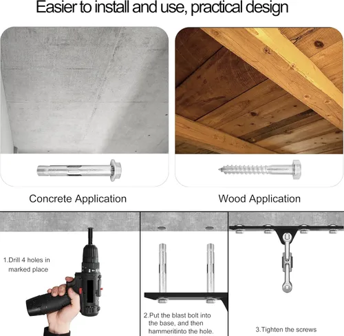 Vista 6 de VivaZen Heavy Bag Hanger,Punching Bag Mount Hanger Bracket,Ceiling Mount Hook 360°Rotation Wood Beam Holder Body Weight Strength Training