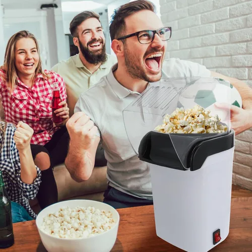 Vista 6 de Automatic 110v Popcorn Maker for Home, Small Abs Snack Machine with US Plug, White Household Air Popcorn Popper Suitable for Parties and Movie Nights