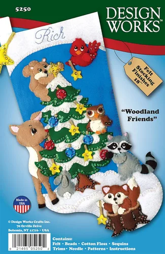 Vista 2 de Design Works Crafts - Kit de calcetín de Navidad con fieltro, diseño de paseo navideño