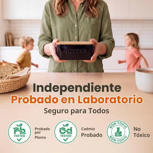 Vista 7 de PriorityChef - Mantequera extra grande con tapa para encimera, recipiente de mantequilla de cerámica con tapa hermética, conservador de mantequilla
