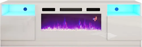 Vista 9 de Amerlife Soporte de TV para Chimenea con Chimenea Eléctrica de 36", Centro de Entretenimiento con Luz LED, Soporte de Entretenimiento Moderno