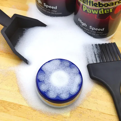 Vista 6 de Shuffleboard Sand Wax, juego de polvo de tejo de alta velocidad, juego de 2 latas de sal de tejo con mini cepillo