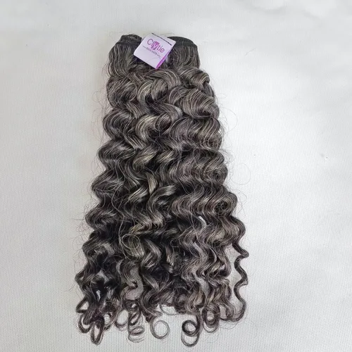 Vista 9 de Manojos de cabello humano gris sin procesar y natural, cabello donante real sal y pimienta virgen (30.48 cm 35.56 cm)