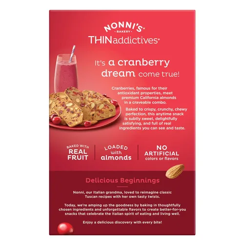 Vista 8 de Nonni's, Galletas finas de arándano, 4.4 onzas