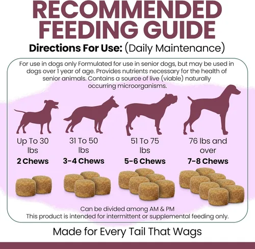 Vista 5 de Multivitamínico 12 en 1 para perros mayores – 120 vitaminas y suplementos masticables suaves para cadera y articulaciones – Fórmula avanzada