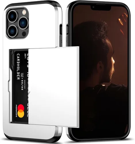 Vista 31 de Nvollnoe Funda para iPhone 12 Mini con tarjetero resistente de protección de doble capa a prueba de golpes con ranura para tarjeta oculta delgada
