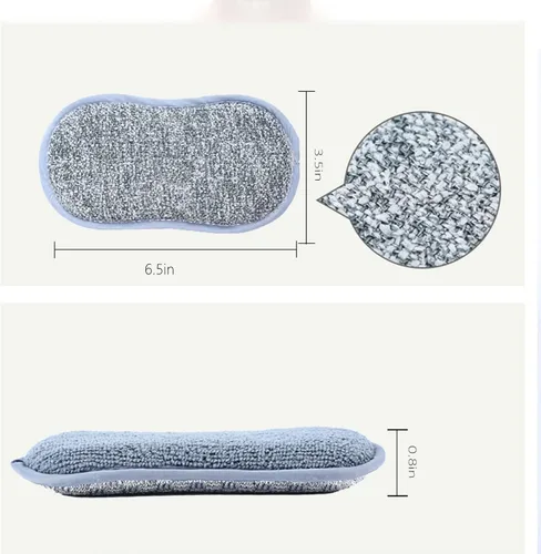 Vista 7 de Esponja de microfibra de doble acción para cocina, esponjas multiusos para cocina, esponja de microfibra antiarañazos junto con fregado resistente