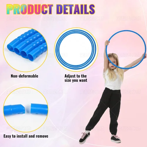 Vista 3 de 8 aros de juguete para niños, aro de plástico desmontable ajustable para juguete, círculos de aro de ejercicio de colores para adolescentes