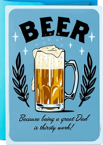 Hallmark Tarjeta del día del padre con letrero de cerveza extraíble (trabajo sediento)